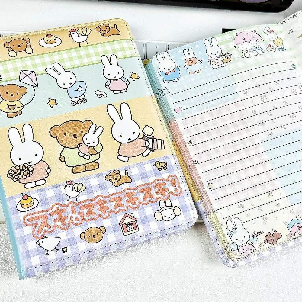 Cartoon Miffy Rabbit Notebook Collage Painted Leather Cover Cute Full Color Inner Pages High-Looking Student B6 Printed Notepad