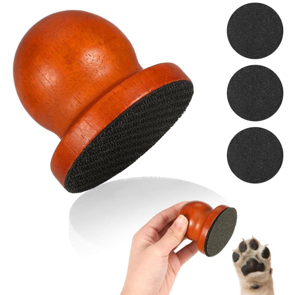 Wooden Dog Nail File, Dog Nail Scraper with 3 Counts Replaceable Sandpaper, Stress Free Dog Nails Grinding Board Trimmer for Pets Dogs Cats