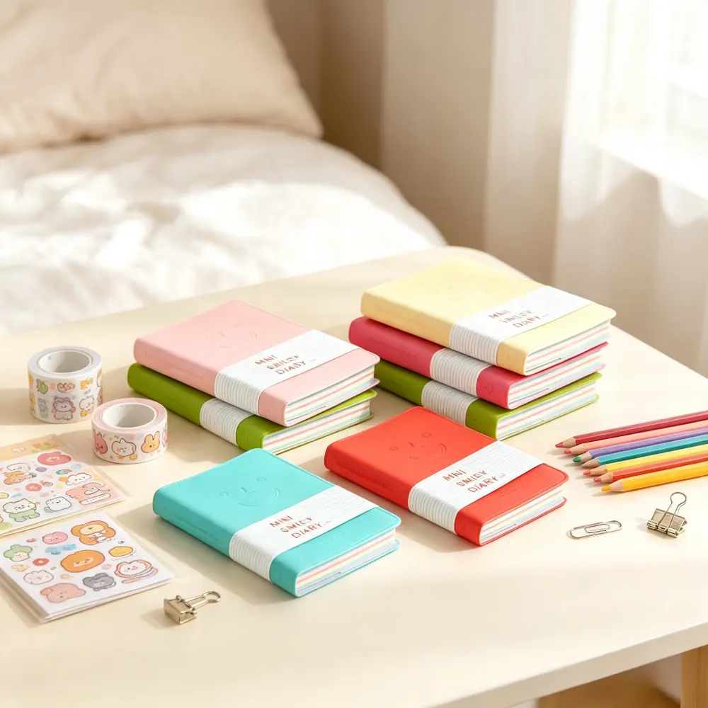 YFMHK 6-piece mini hardcover notebook with PU leather cover, blank inner pages, lightweight and portable for smooth writing