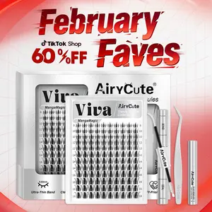Viva | AiryCute MangaMagic Collection Upgrade U Lashes with Ultra-Dense, Waterproof, Long-Lasting Lashes | Fairy | Fashion Wet Look | Beginner-Friendly DIY Lashes for a Flawless, Voluminous Look | Trendy & Must-Have Clusters