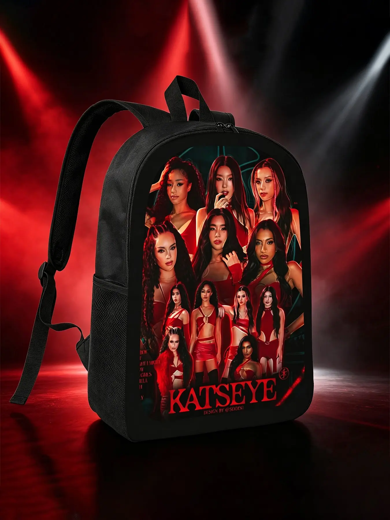 Katseye Print Campus Backpack, Student Shoulder Bag, Laptop Bag, Large Capacity Business Travel Hiking Backpack, Outdoor Travel Bag, Backpack Cute
