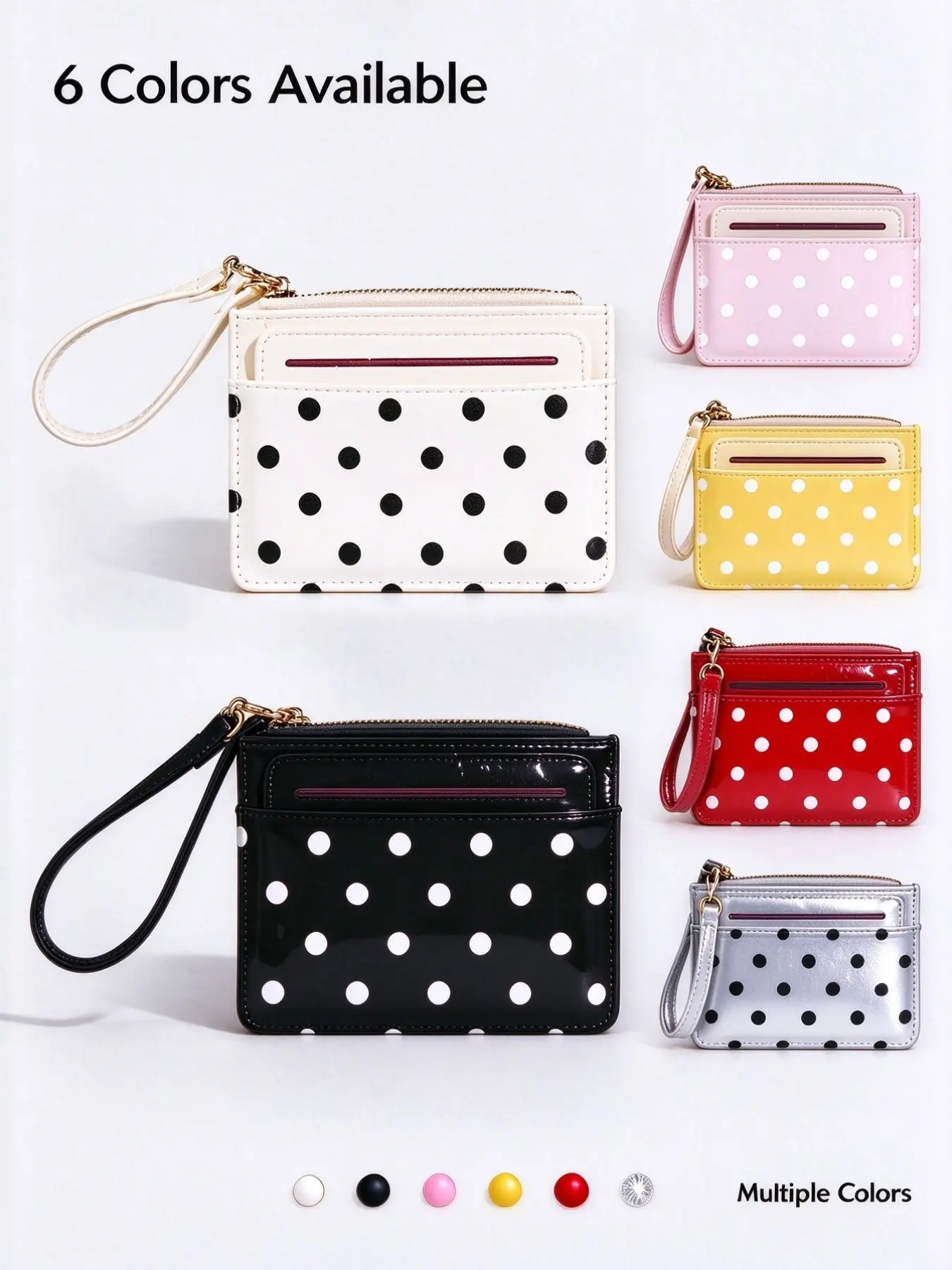 【Black Friday】Y2K Polka Dot Mini Wallet Fashion PU Card Holder Card Organizer Cute ID Storage Bag Detachable Multi-Layer Ultra-Thin Card Wallet