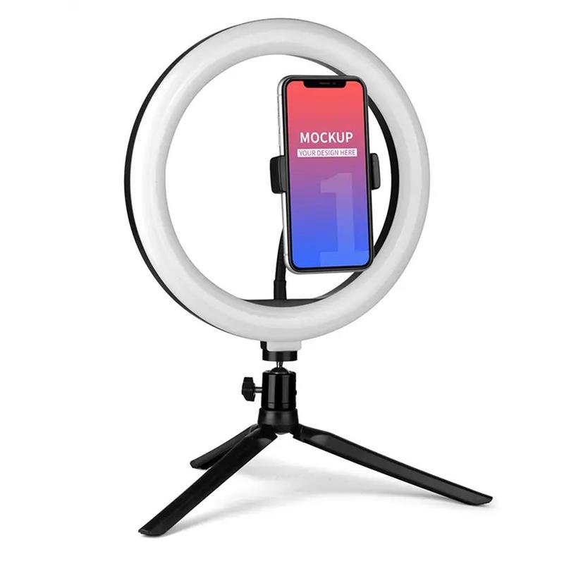Selfie Ring Light with Tripod Stand, LED Selfie Fill Light with 360° Rotation and 5 Lighting Modes, Selfie Light with Phone Holder for Live Stream/YouTube Videos/Make up/Photography, Selfie Accessories
