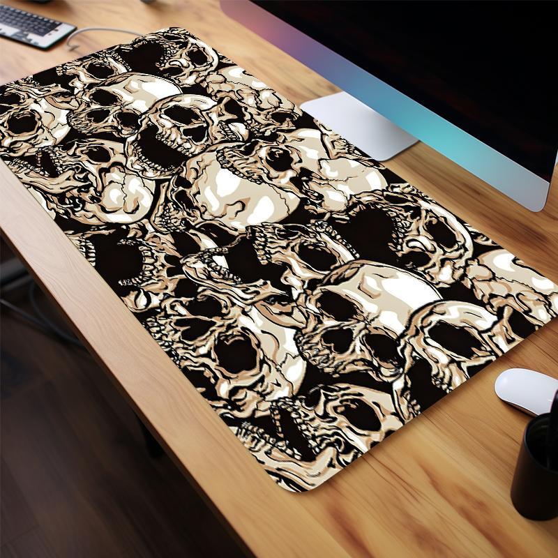 Creative Skull Pattern Large Gaming Mouse Pad, Non-slip Rubber Base Stitched Edge Desk Pad for Desk Laptop Desktop, Gaming Accessories for Home Office Game for Friends Women, Office Desk Accessories, Halloween, Gaming Desk Accessory
