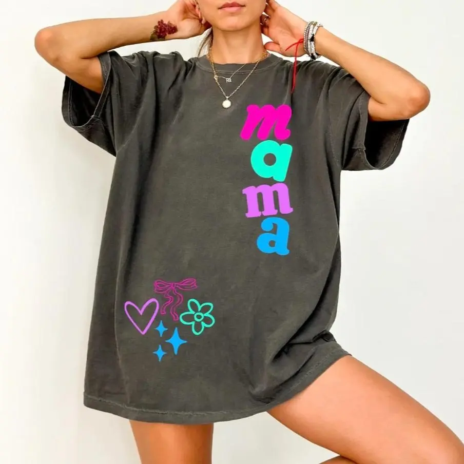Women's Graphic Tshirt with Dopamine Graffiti Print, Casual Short Sleeve Crew Neck Tops in Soft Fabric for Versatile Wear,back to school,back to school shopping, Colorful