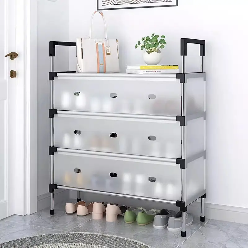 Multi-level entrance shoe rack for easy access in domestic dormitories, rental rooms, and indoor use - a dust-proof multi-level shoe cabinet for homes.
