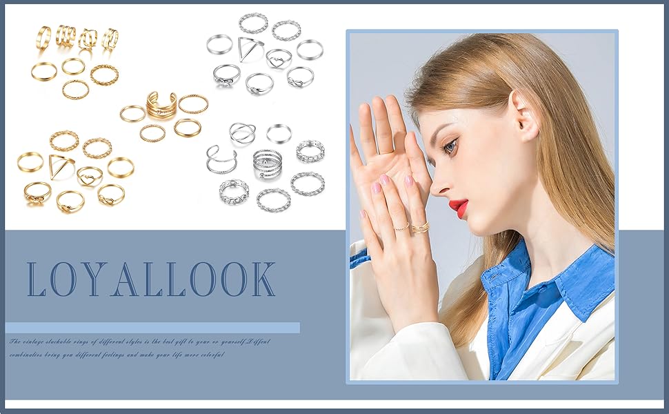 LOYALLOOK 65counts Bohemian Knuckle Ring Midi Ring Set Hollow Silver Gold Vintage Stackable Rings Fashion Finger Knuckle Midi Rings for Women Alloy LOYALLOOK 65counts Bohemian Knuckle Ring Midi Ring Set Hollow Silver Gold Vintage Stackable Rings Fashion Finger Knuckle Midi Rings for Women Alloy