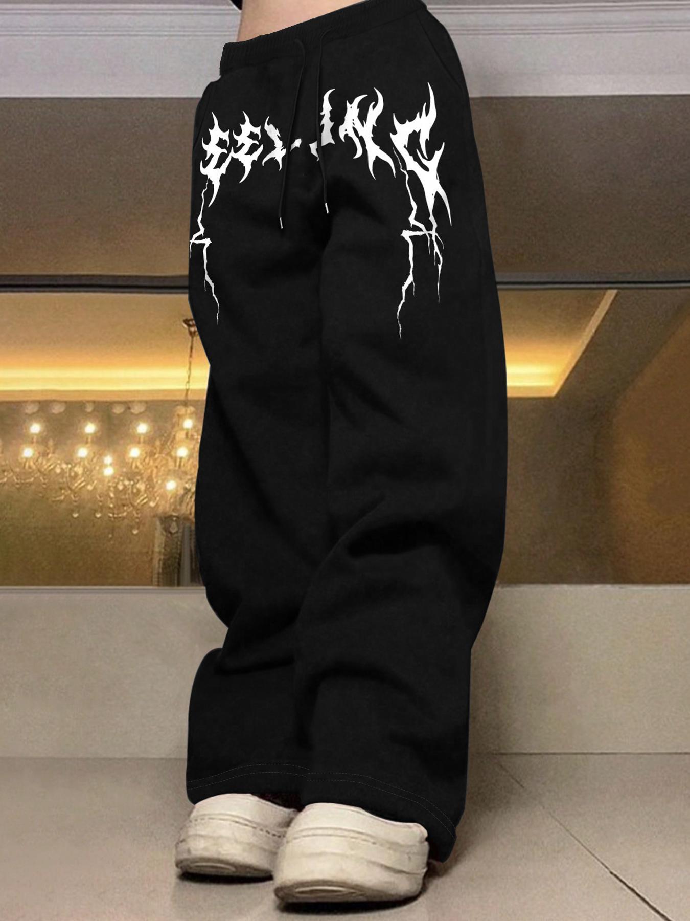 Unisex Men's Lightning Print Drawstring Waist Sweatpants, Casual Regular Fit Pocket Jogger Pants, Casual Streetwear Trousers, Casual Street Trousers for Daily Wear, Fashion Men's Bottoms for All Seasons, Casual Comfy Trouser