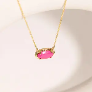 Women's Unique Niche Oval Colorful Zircon Clavicular Necklace - Glossy Inlaid Costume Jewelry with Extendable Chain, Casual Daily All-Match Dainty Decor, Ideal for Anniversary Presents, Evening Banquets