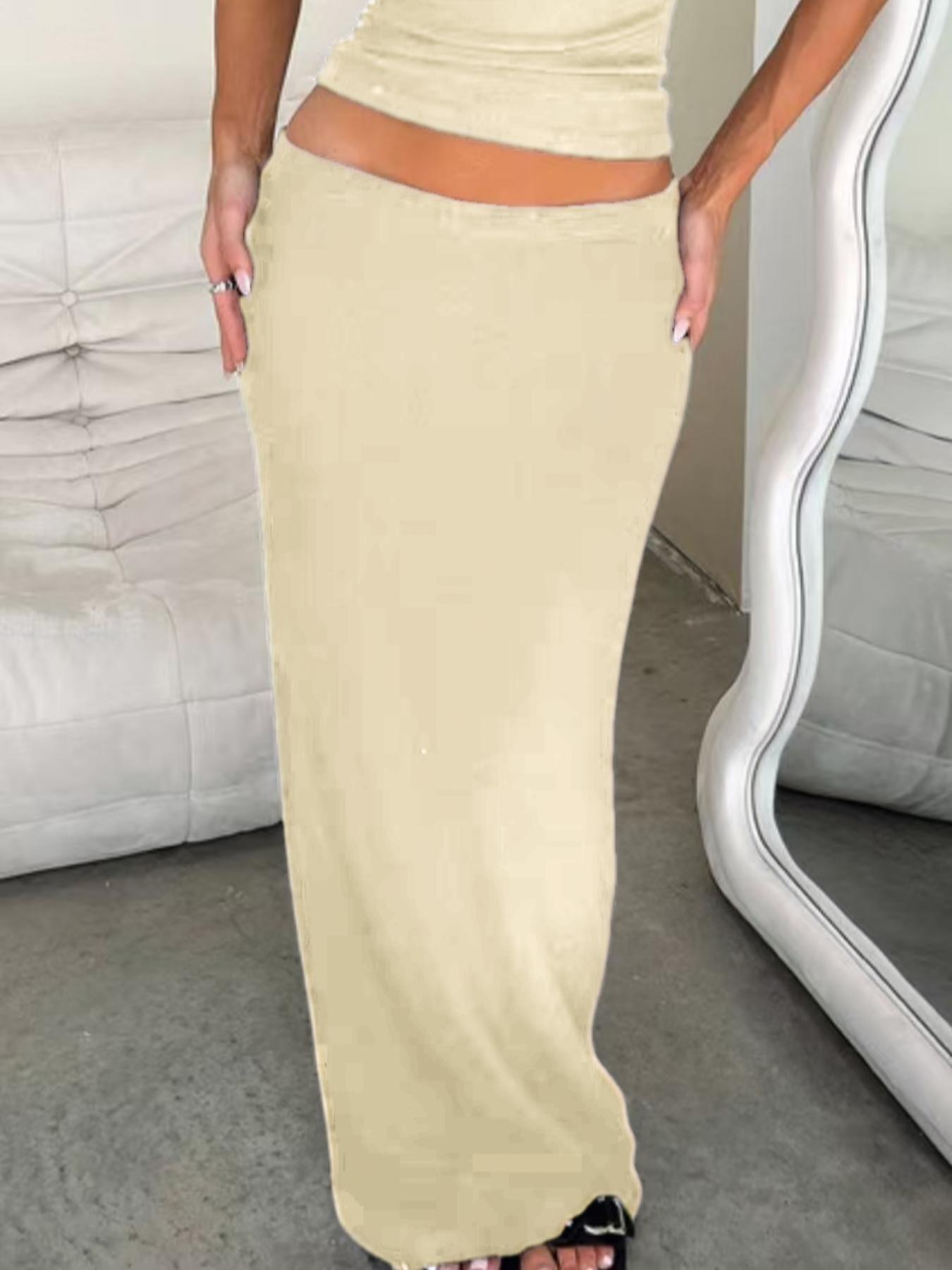 Women's Solid Color Skirt, Elegant Fashion Long Skirt for Daily Outdoor Wear, Women's Bottoms for Summer