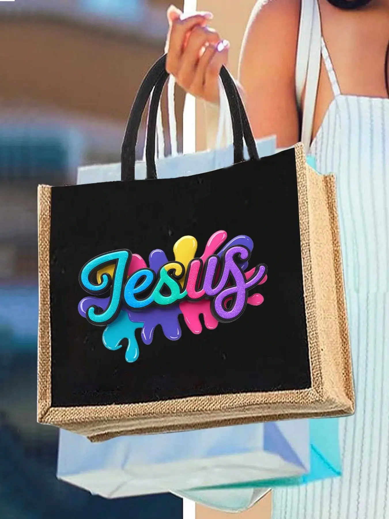 Vibrant Jesus Print Commuter Handbag with Adjustable Strap, Ideal for Casual School, Commute, Travel, Perfect Gift for Mother, Girlfriend, Wife
