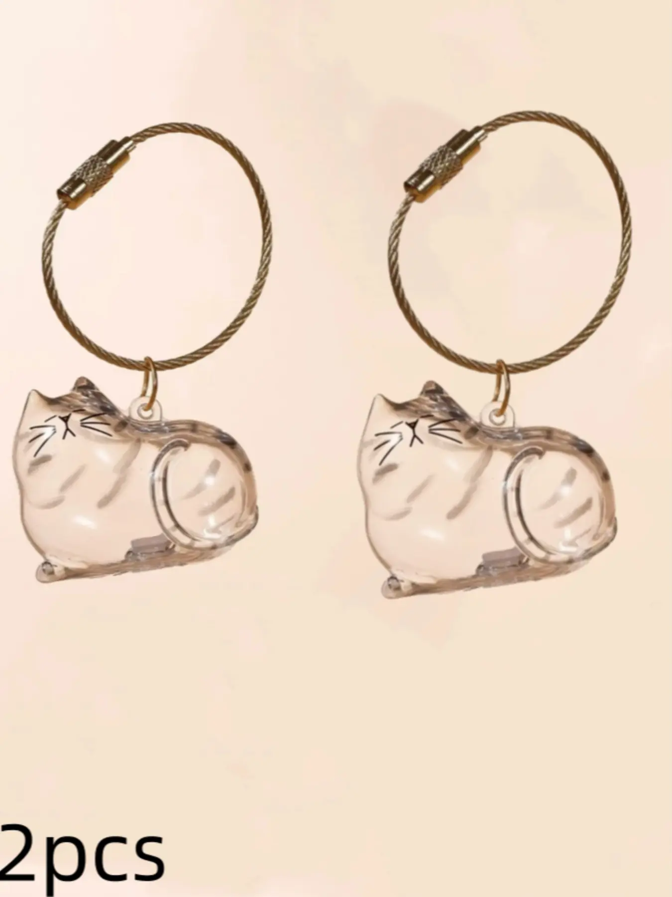 Transparent Cat Hair Memorial Pendants - Set of Two Matching Cat Keychains, Matching Charms for Best Friends, Couple & Friendship Gifts
