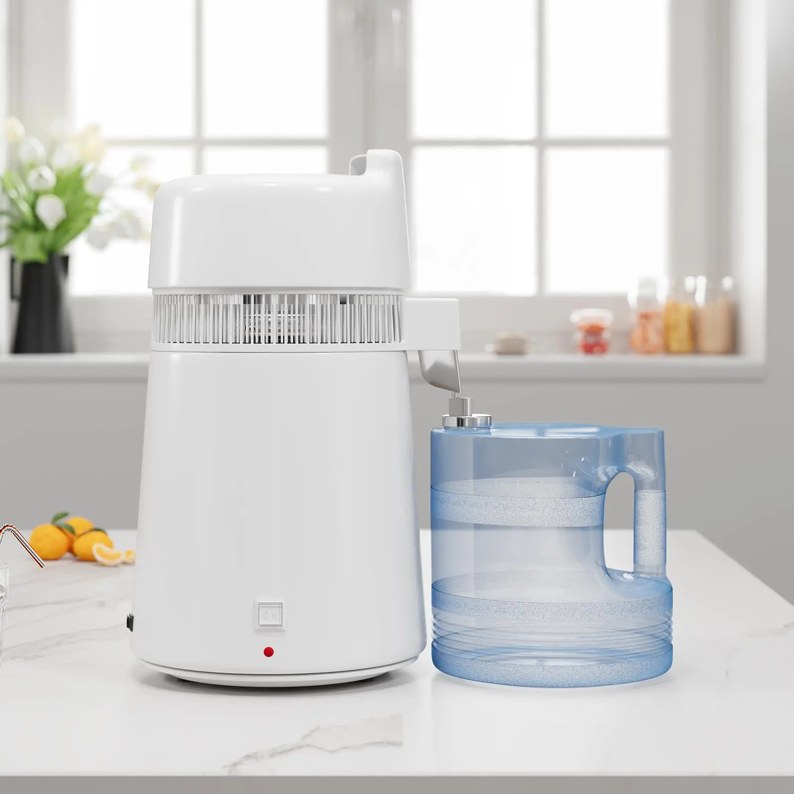 6L (1.5 Gallon) Plastic Countertop Water Distiller, 900W, 110V US Plug, White, No Handle