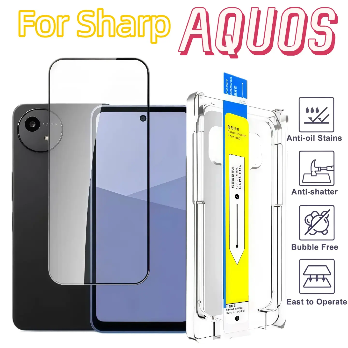 Sharp Aquos Screen Protector, HD Tempered Glass, 9h Hardness, Self-Cleaning, Easy Installation, Durable and Scratch-Resistant