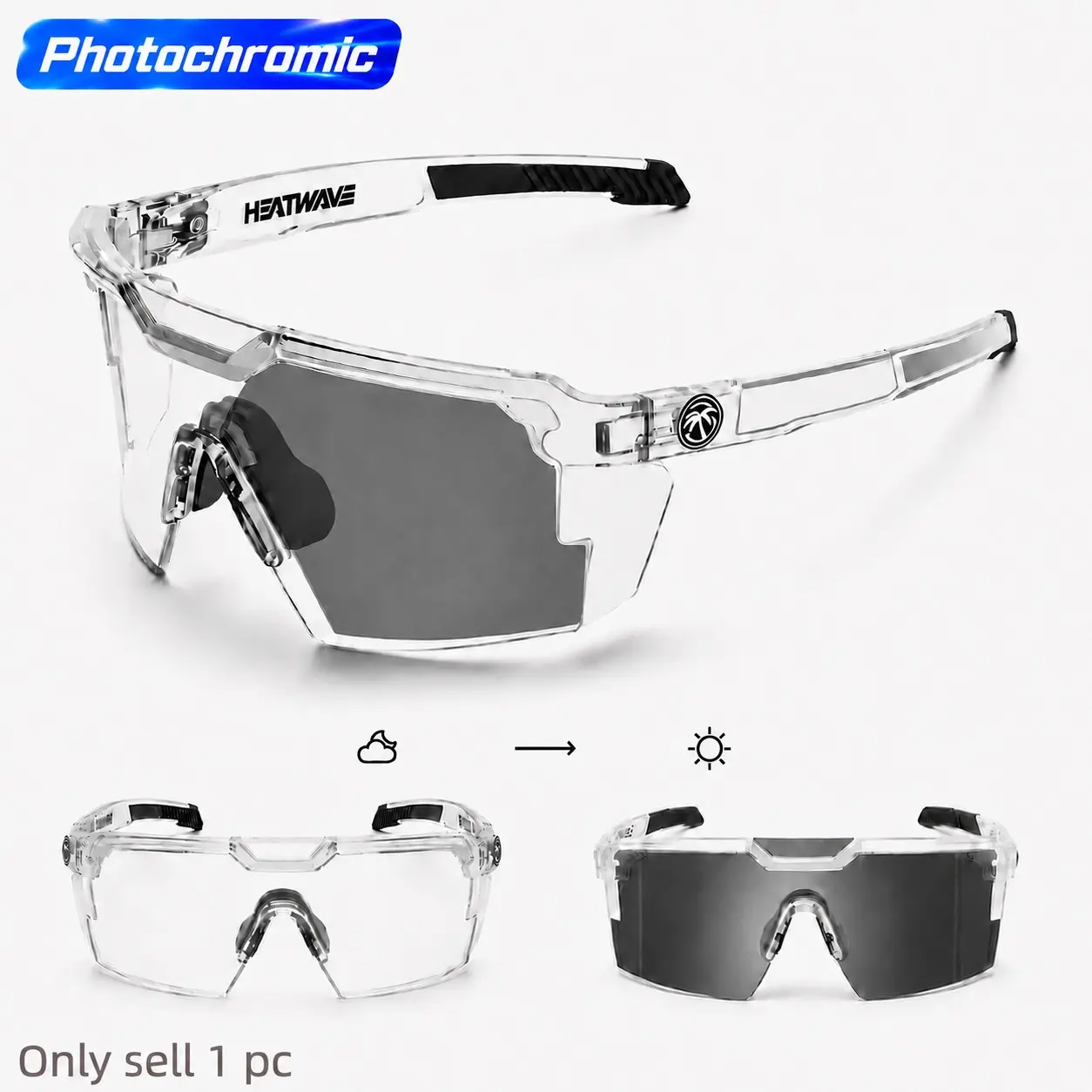 Lightweight Photochromic Sports Sunglasses - UV400 Protective Cycling Eyewear with Non-Slip Nose Pads for Hiking, Running, Fishing & Outdoor Sports Cycling Shades