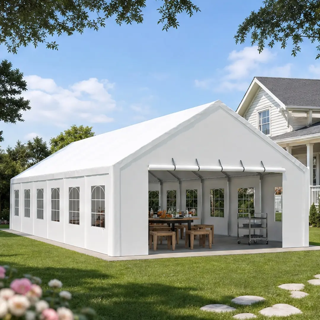 ARCH 20x40FT Heavy Duty Metal Party Tent with Waterproof Removable Sidewalls & Canopy, Backyard Wedding Gazebo, Weather Resistant Outdoor Commercial Shelter, Patio Carport, 3 Carry Bags, White Frame, Backyard Canopy, Waterproof Removable Canopy