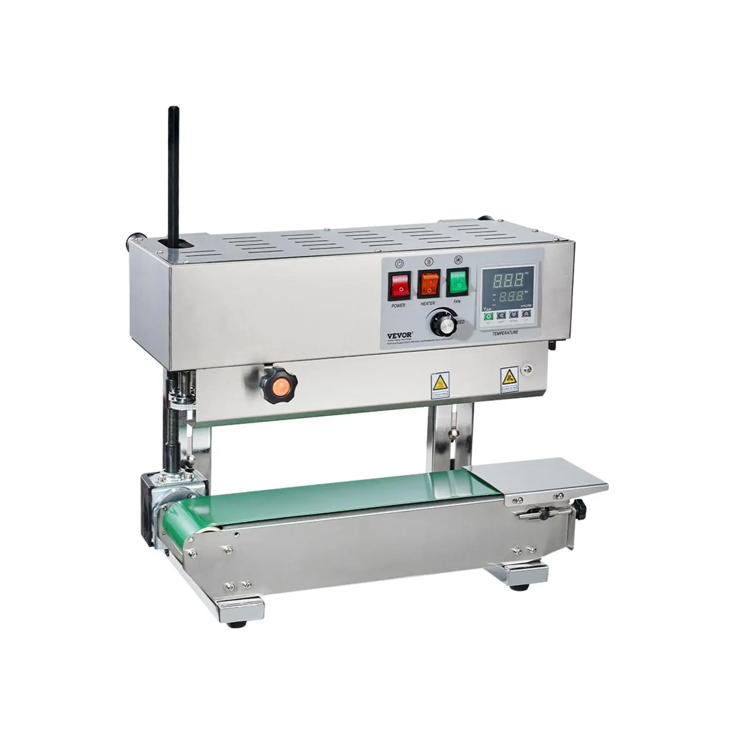 VEVOR Continuous Bag Band Sealing Machine, 0.24-0.47 in/6-12 mm Seal Width, Vertical Band Sealer Machine with Digital Temperature Control, Stainless Steel Bag Sealer for 0.02-0.8 mm Plastic Bags Film