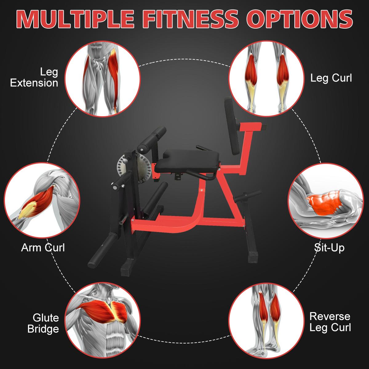 [Fahuac] Adjustable Leg Extension and Curl Machine, Heavy Duty Leg Rotary Extension Machine for Lower Body Workouts, Multifunctional Home Gym Weight Machine, Fits 1" or 2" Weight Plates