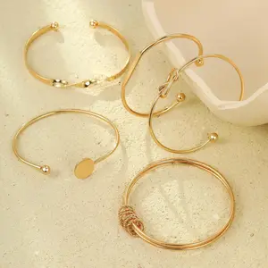 Women's Non-Tarnish Gold Bracelet Stack Sets, Multi-Layered Boho Charm Cuff Bangles with Textured Look, Minimalist Elegant Tarnish-Proof Jewelry for Daily Use & Sports Protective Gear Compatibility