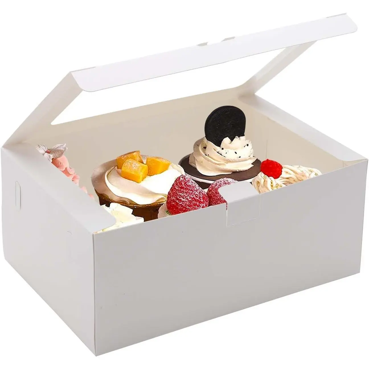 10-Set Cupcake Boxes with Inserts and Window Hold 6 Cupcakes,Cupcake Containers Bakery Cake Box,Pastry Carrier For Donut Cookie  Muffin  Bombs,9.4x6.3x3.9 In