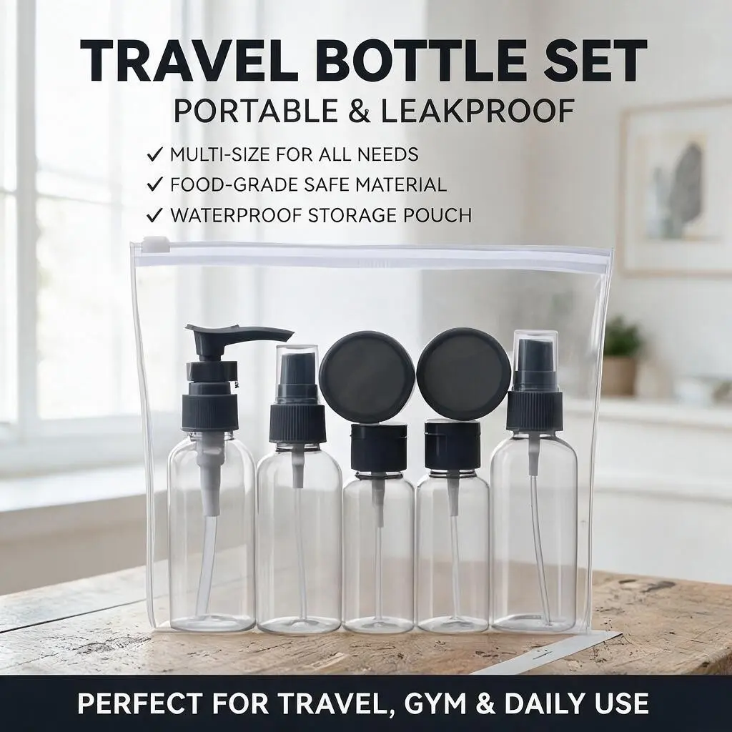 11 piece refillable travel bottle set: spray lotion, shampoo, shower gel, hose bottle, empty liquid container suitable for cosmetics, portable tools, supplementary equipment, travel necessities summer vacation, back to school season, school supplies, wome