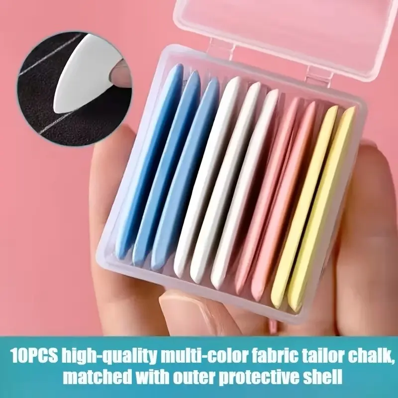 10-Pack High-Quality Multi-Color Fabric Tailor Powder, with Protective Case, Erasable Fabric Markers, Sewing Kit, Thread Supplies, Sewing Tools