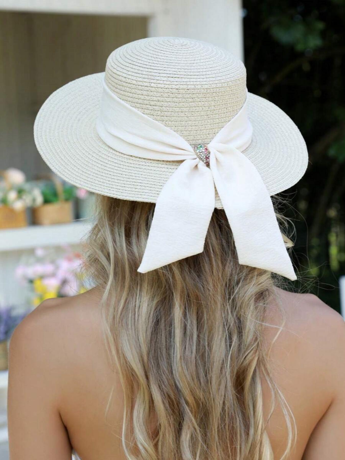 Women's Sun Hat, Foldable Wide Brim Straw Hat, Casual Sun Protection Beach Hat for Women & Girls, Fashion Accessories for Traveling & Beach Party