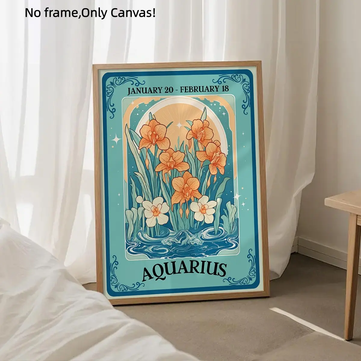 Aqua Sign Tarot Poster, Aqua Sign Gift, Astrology Wall Art, Birthday Present, Unframed Decorative Painting, Modern Style