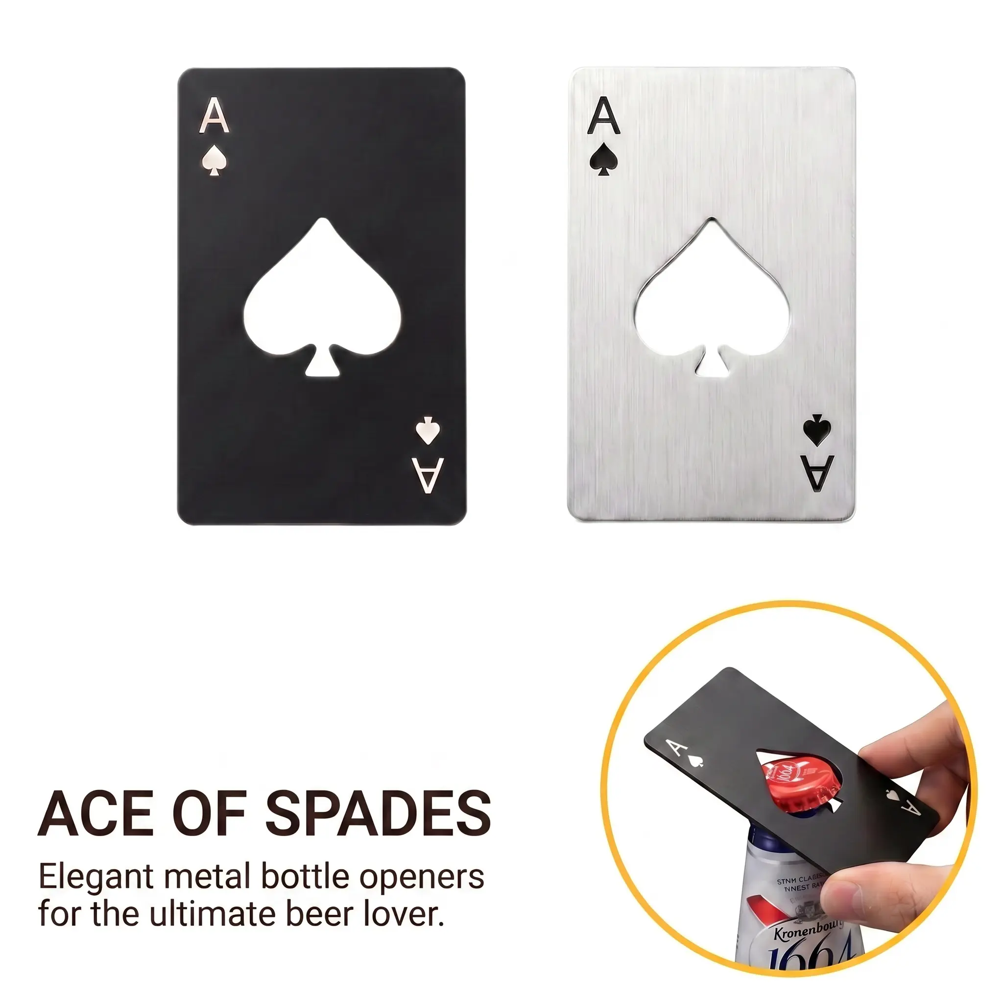 Stainless Steel Credit-Card-Shaped Bottle Opener, Poker Card Style Soda Cap Opener, Black Sturdy Bar Utensil for Home Kitchen, Party & Picnic, Soda & Beverage Can Opener, Home Bar Accessory, Cocktail Accessories, Drink Accessories-YY0
