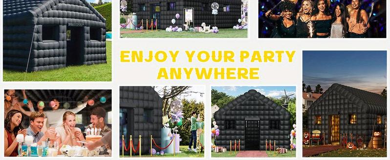 Inflatable Nightclub 30x20x13 Ft, Inflatable Party Tent with 1100w Blower Night Club Tent for Birthday Party Wedding Backyard Rental Business, Black/White