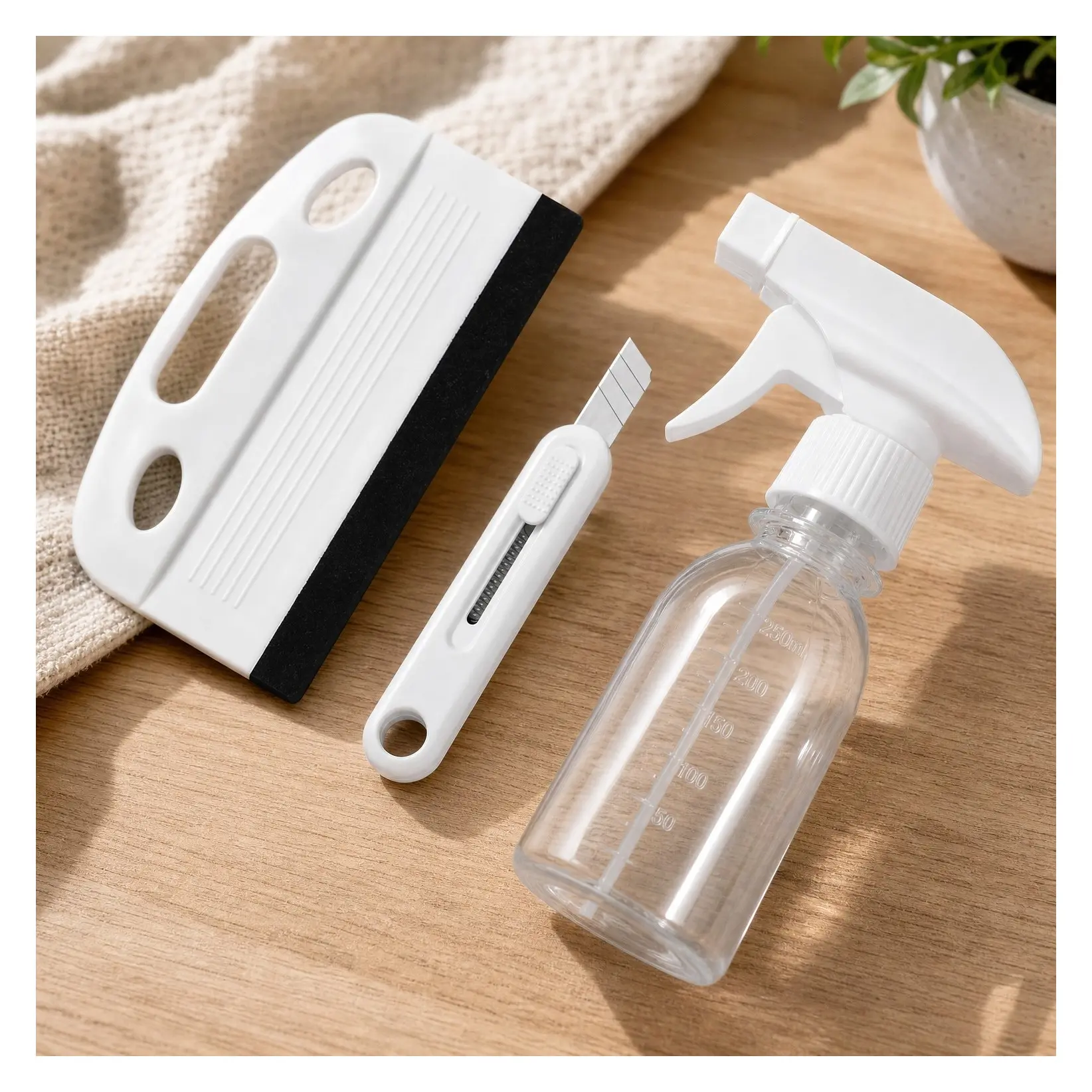 3 Pcs Window Film Installation Tools Set, Window Tint Kit with White Suede Squeegee, Utility Knife, 120ml Spray Bottle, Easy to Apply for Window Tints, Privacy Film and Home WallpaperGift