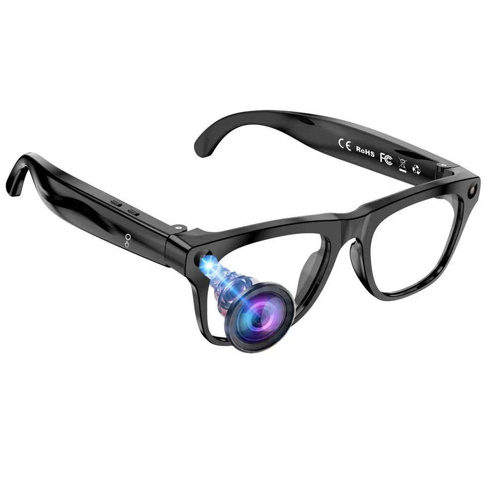 AI Smart Glasses for Video Recording,8MP Camera,One Click Audio recording,First Person Video Shooting,Bluetooth Calling and Music Playback,AI Real Time Translation and Simultaneous Interpretation,WiFi Transfer, 290Mah Battery ,3Lenses Total
