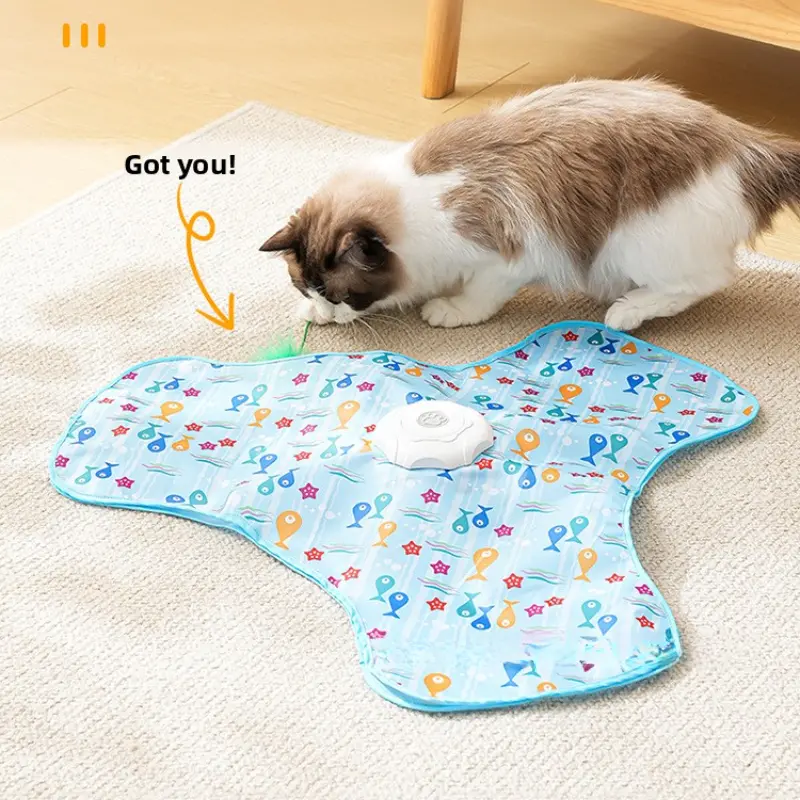Electric Rotating Cat Hunting Cover Toy Auto Self Play Kitten Exercise Toy Interactive Stimulating Pet Teaser Toy for Cats Puppies Small Dogs