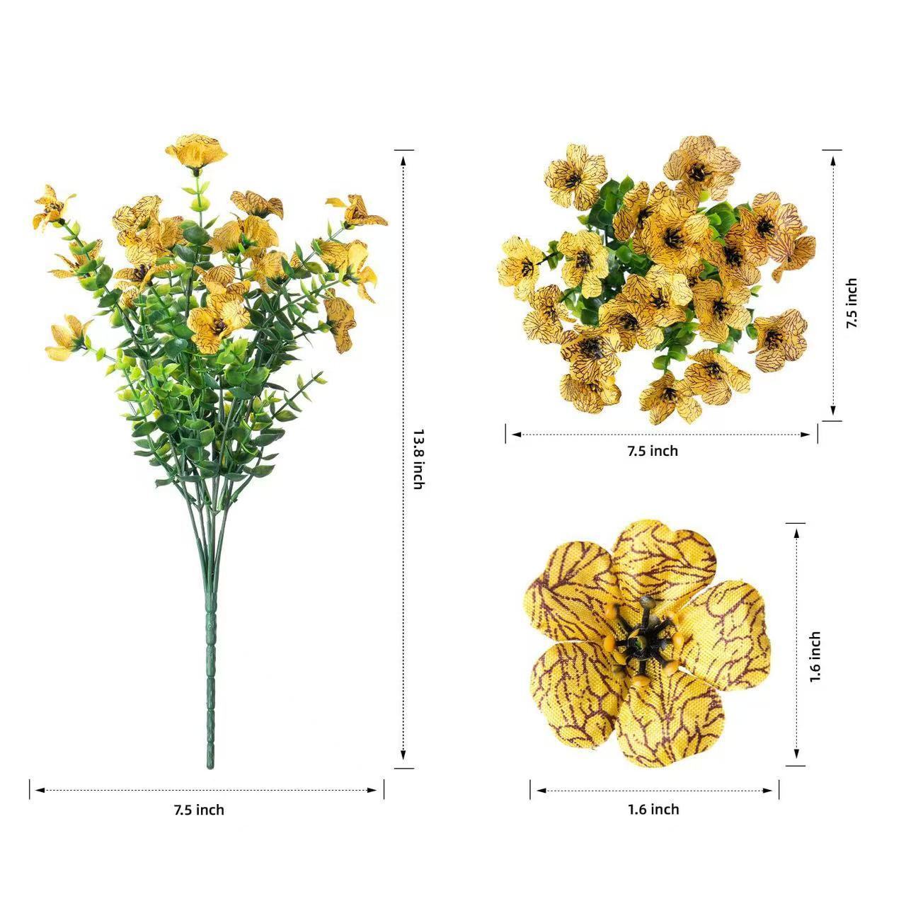 Bestseller: 7-pronged Eucalyptus And Violet Flowers, Faux Green Plant Bundles For Decoration, Artificial Flower Ornaments