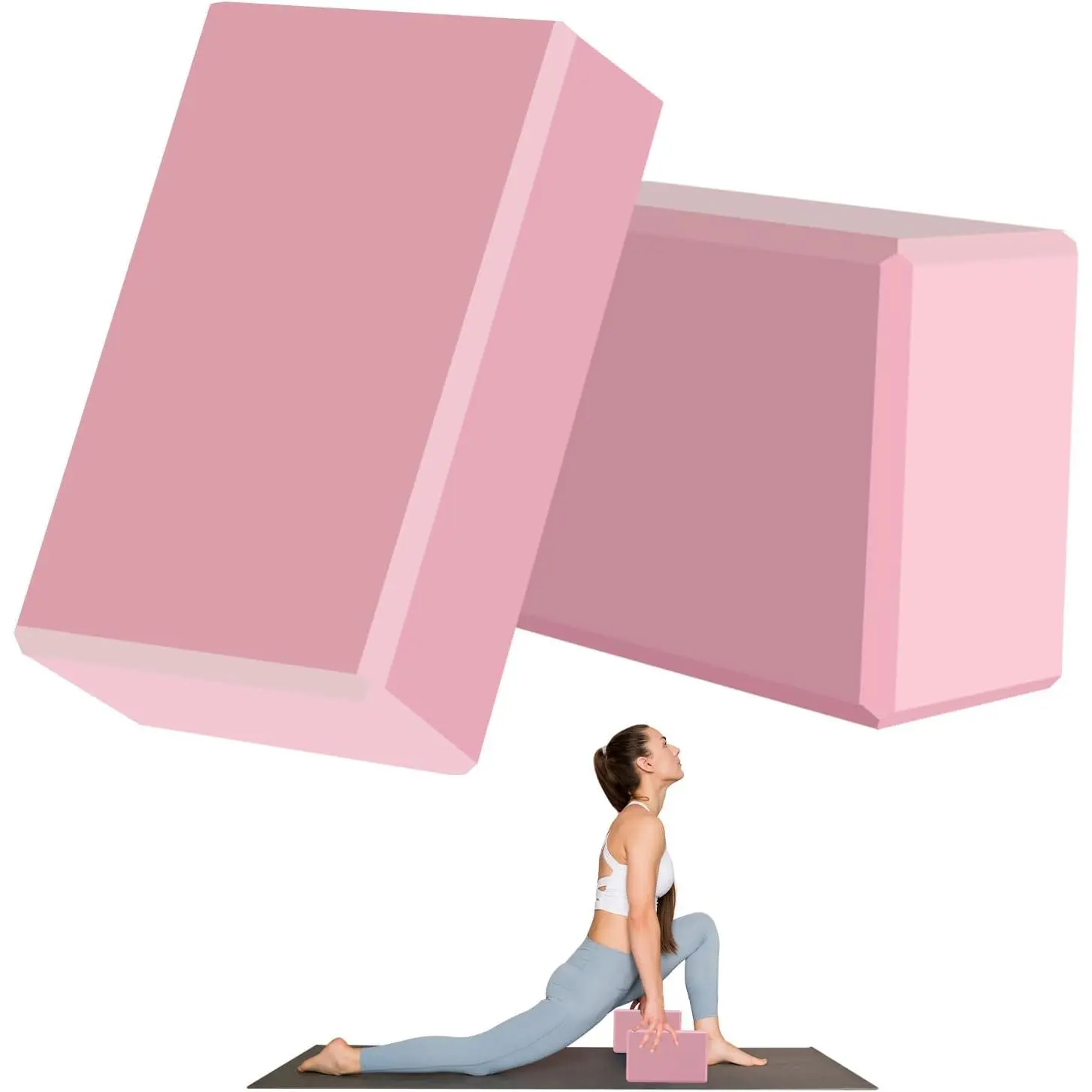 Unisex 9"x6"x3" Premium Foam Blocks, Soft Non-Slip Surface, Supportive, Lightweight, Odor Resistant Stretching Aid for Pilates, General Fitness Toning