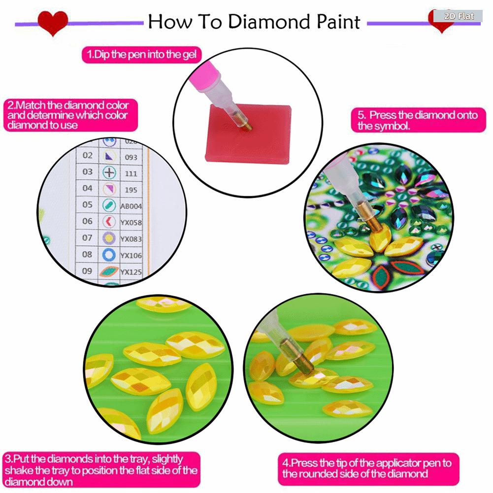 2D FLAT6Pcs 2D/Flat DIY Diamond Art Refrigerator Magnet Diamond Painting Fridge Magnets Crystal Sparkling Diamond Magnets Set for Refrigerator Mailbox Diamonds Painting Kits Includes All the Materials, Offering a Relaxing and Enjoyable Crafting Experience