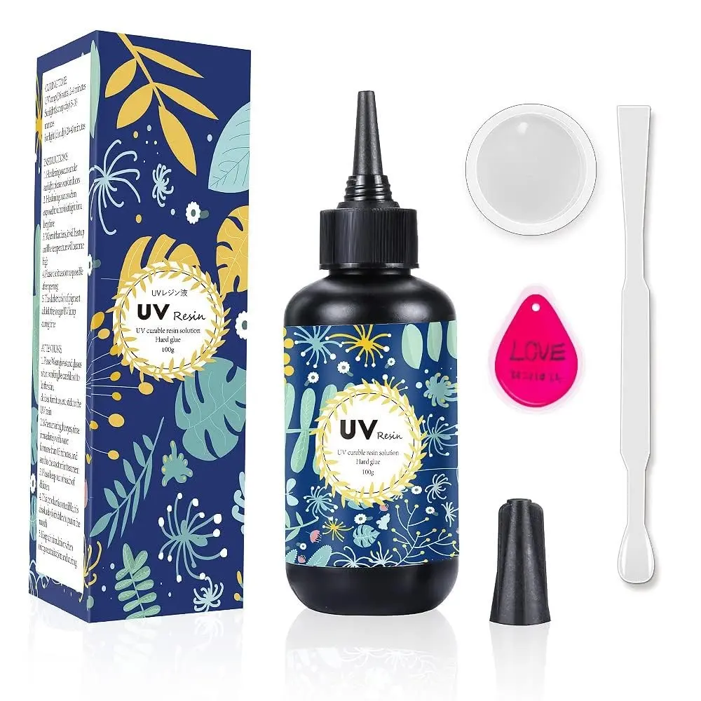 Crystal Clear Hard UV Resin Upgraded Formula, Fast Curing Transparent Resin for Jewelry Making Craft Decoration, Solar Sunlight Activated UV Resin 100g