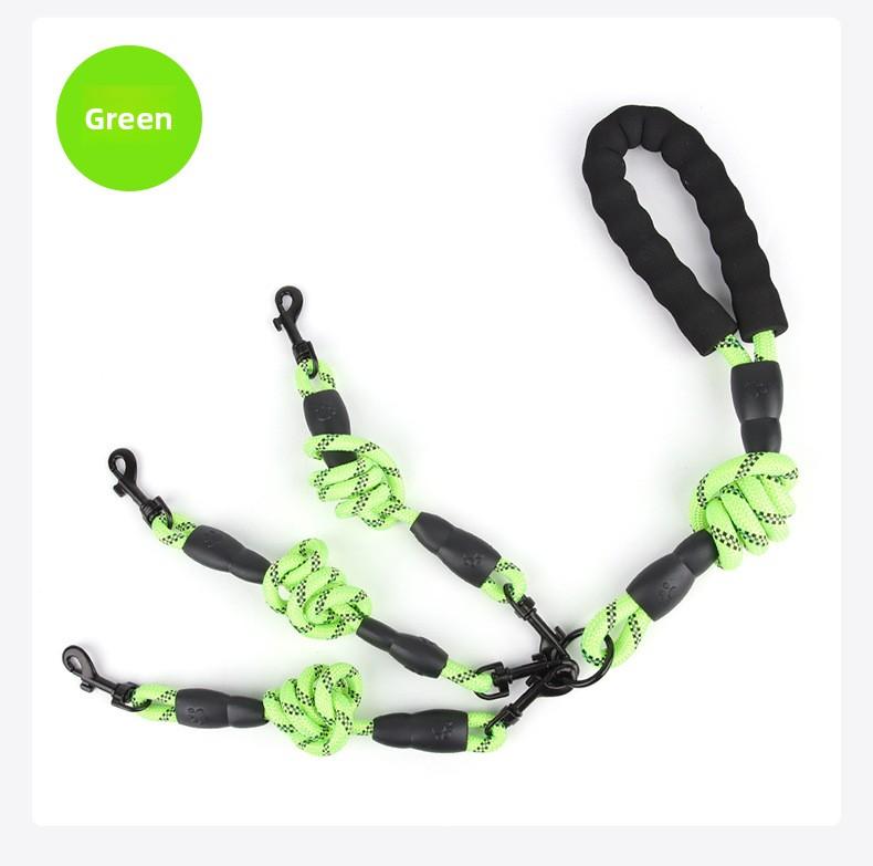 3-in-1 Reflective Dog Leash for Medium Large Dogs, Heavy Duty 3 Way No Tangle Multiple Dog Leash with 360° Swivel Clips, Comfortable Anti-Slip Padded Handle, Detachable Flexible Combination Pet Walking Lead, High Visibility Reflective Safety Dog Leash for