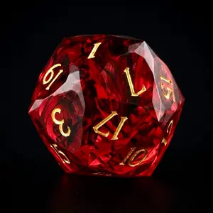 Single D20 Gem-Cut Resin Dice Crystal Faceted Polyhedral Dice for Dungeons and Dragons RPG Tabletop Games