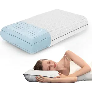 Cooling Gel Memory Foam Pillows - 1-Pack - Standard Size Memory Foam Pillow For Sleeping - Firm Pillow - Back, Stomach & Side Sleeper - Shoulder & Back Pain Relief - Washable, Bamboo Viscose Cover