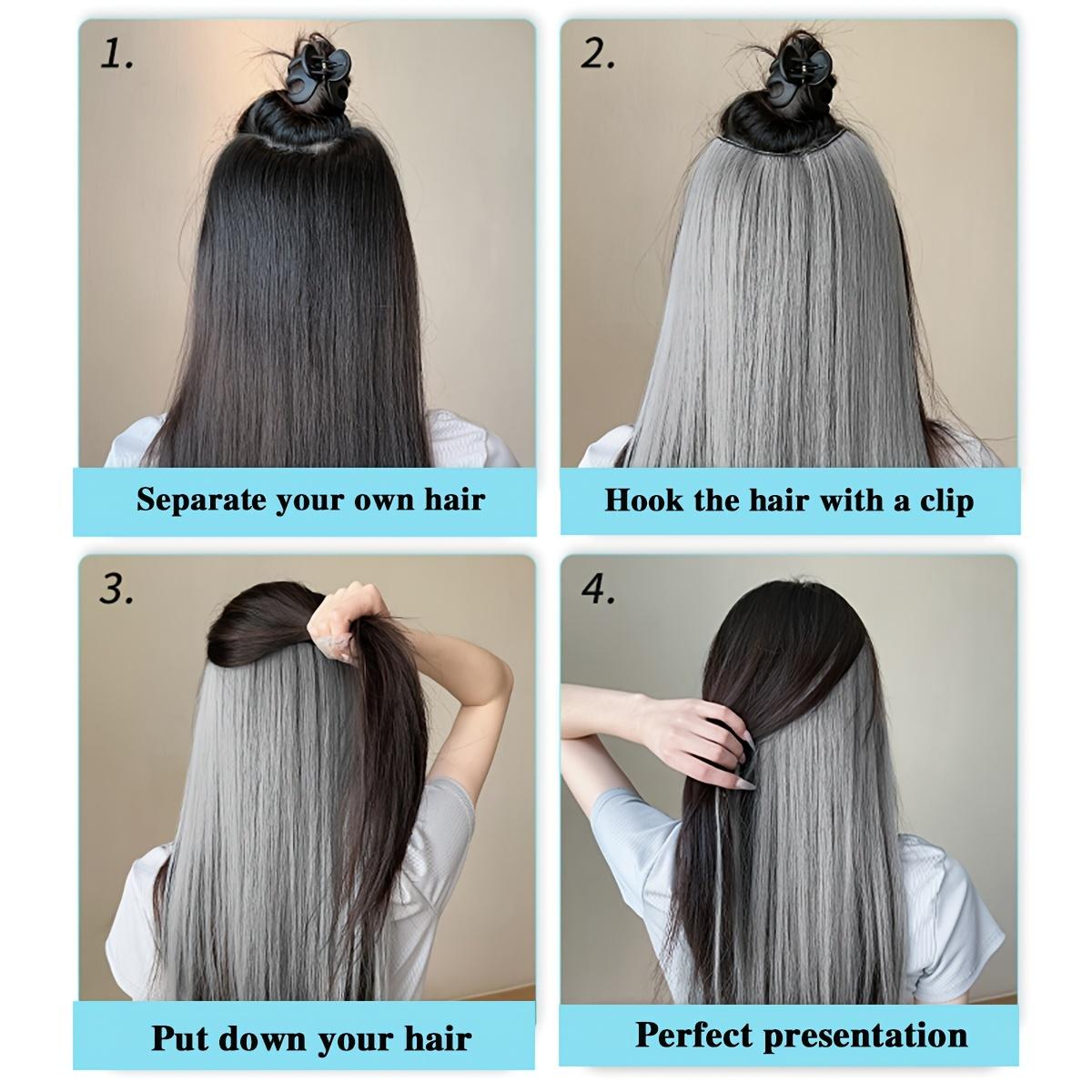 Colorful Party Highlight Clip-in Hair Extensions for Women 22inch Multi-color Multi-section Straight Hair Synthetic Hairpieces Party