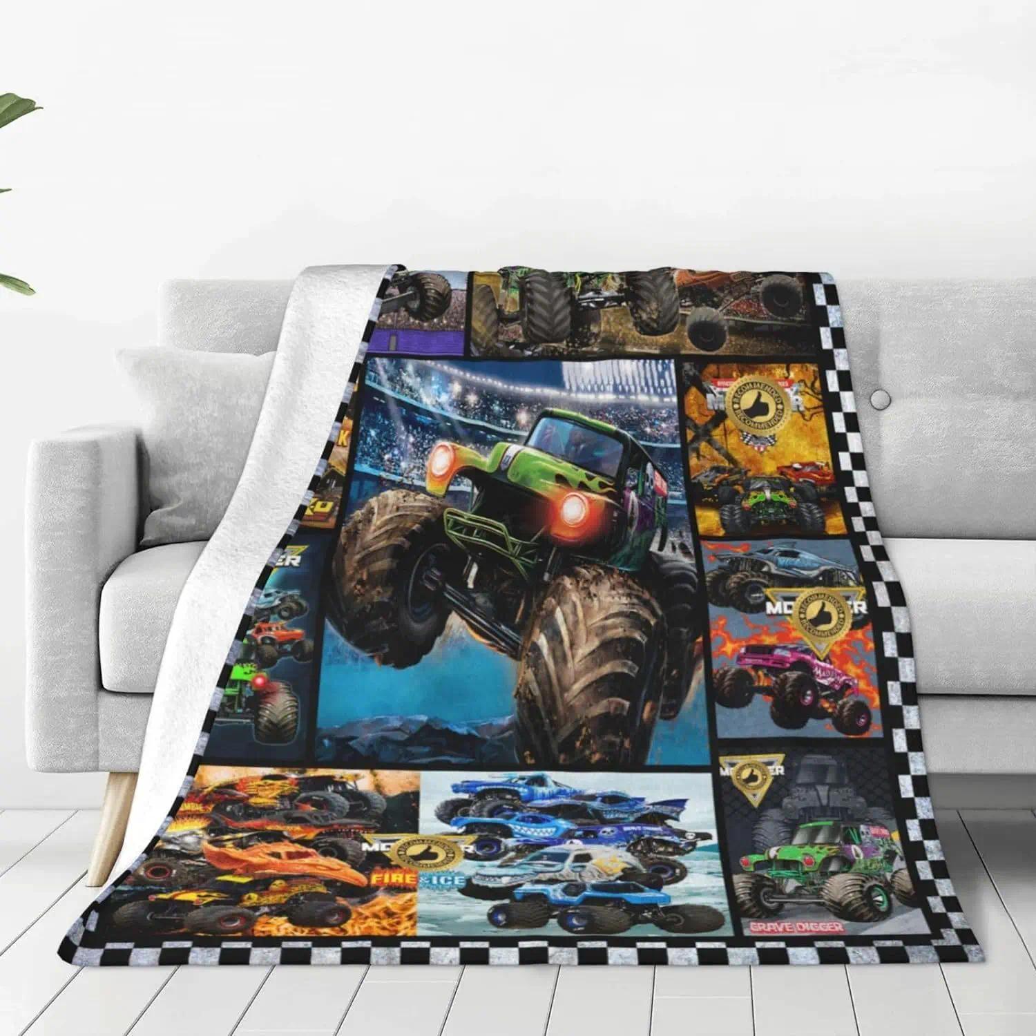 Monster Truck Blanket Ultra Soft Flannel Novel And Fashionable Bed Blanket Sofa Bed Bedroom Decoration, Air Conditioning
