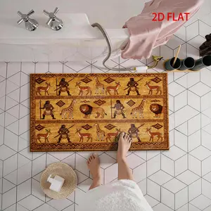 African Tribal Animal Pattern Non-Slip Rug, Soft Velvet, Summer Bathroom Slip-Resistant Mat, Fits Entryway, Sink, Bathtub