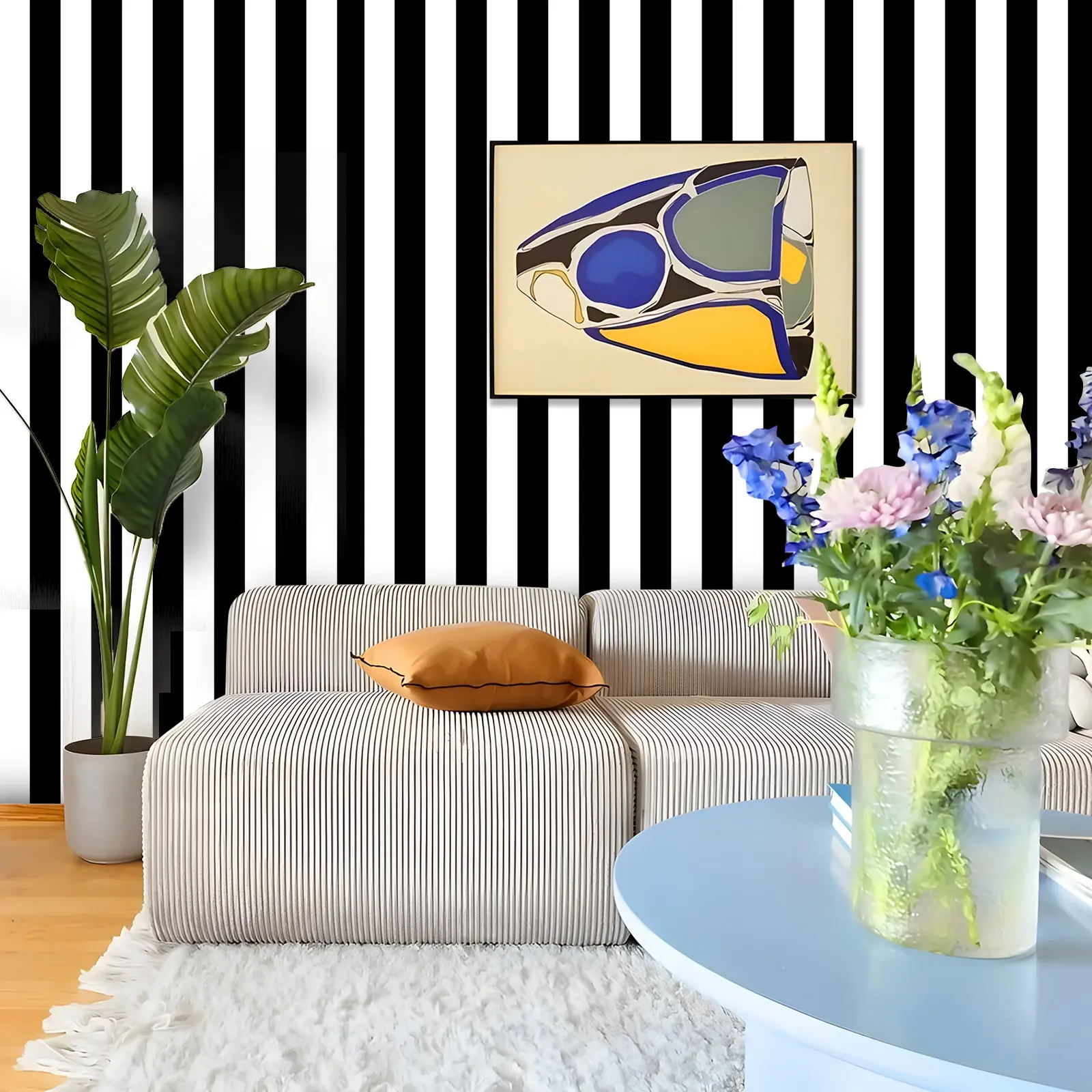 Classic Striped Self-Adhesive Wallpaper, Modern Minimalist PVC Removable Wall Sticker, 45*300/500/1000cm for Living Room Bedroom
