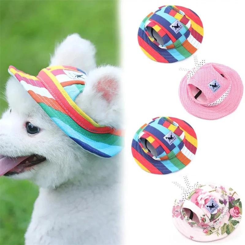 Pet Dog Cat Cap Breathable Sunhat Cloth Mesh Canvas Hat For Small Medium Dogs Cats Caps Pet Products Puppy Outdoor Cap