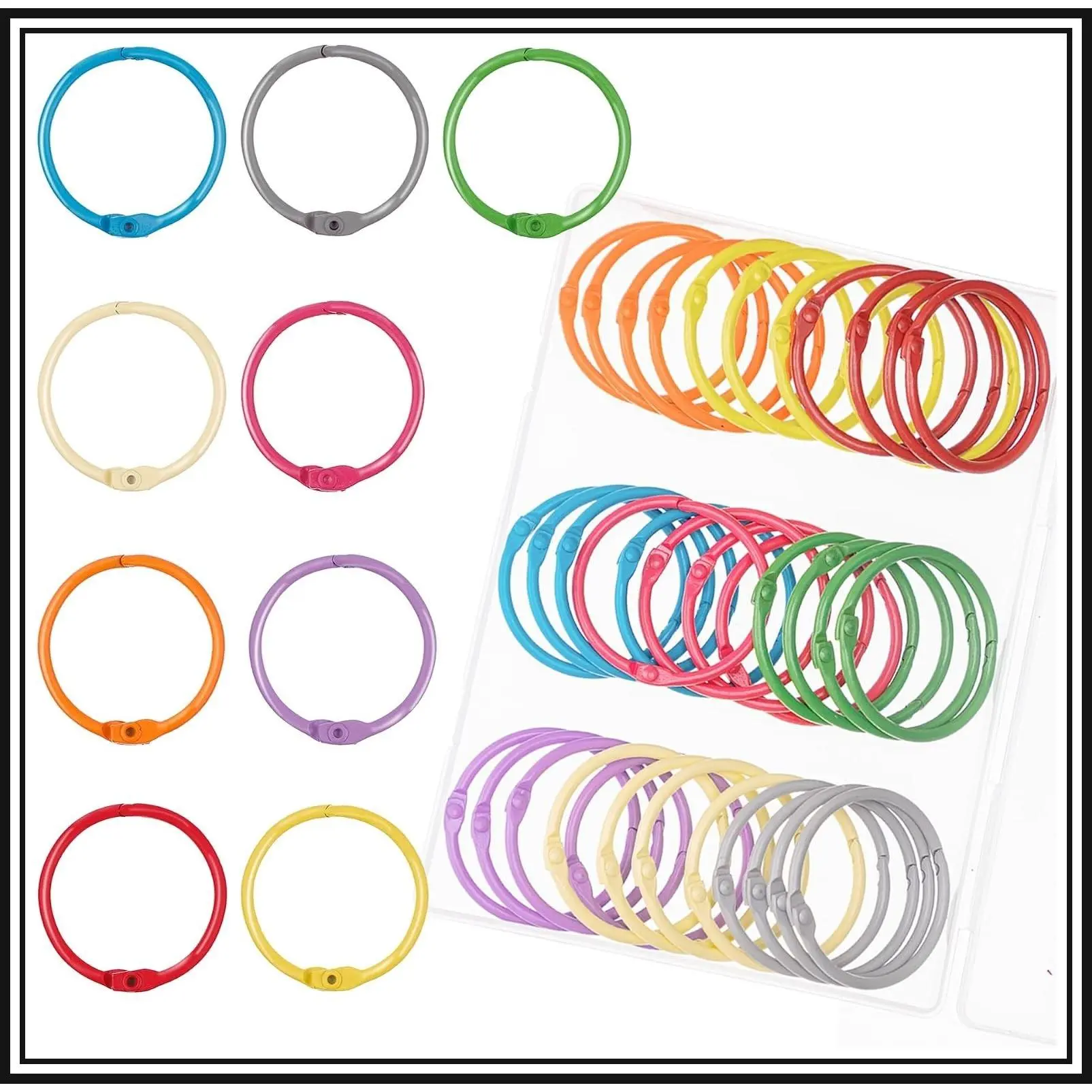 Metallic Loose Leaf Binder Rings, 36 PCS 1.8 Inch Colorful Book Rings, Stainless Steel Keychain Key Rings for Index Cards, Paper Rings, School Office Supplies, 9 ColorsGift