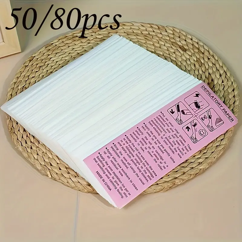 50/80pcs Disposable Non-Woven Wax Pads for Leg Wax, Home Hair Removal, Body Waxing, Ideal for Beauty Salons and Nail Shops, Convenient Honey Wax Paper