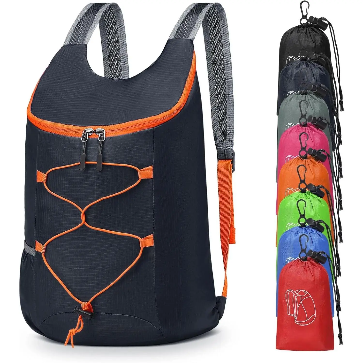 20L Hiking-Daypack Lightweight Foldable Travel Packable Backpack for Camping Cycling Outdoor, Navy Blue