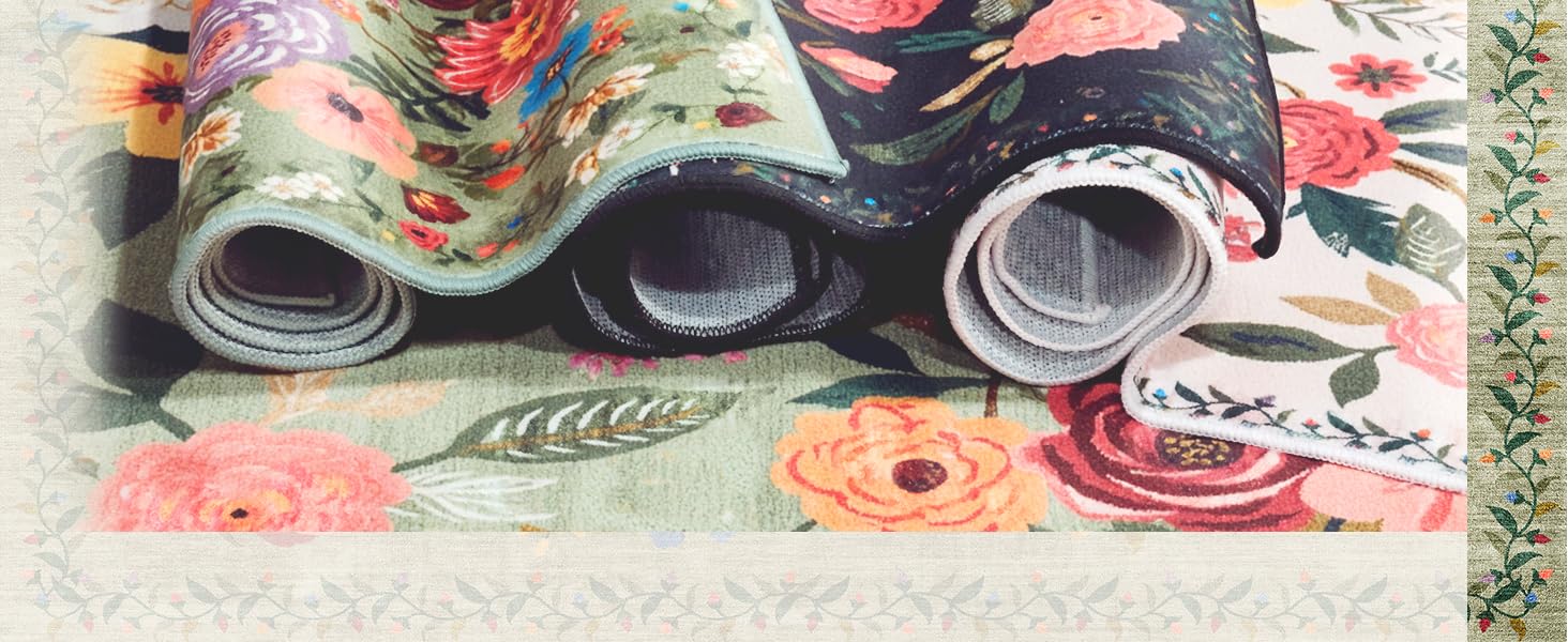 Pink Area Rug 4x6 Rug Washable Boho Rugs Non Slip Low Pile Floral Small Carpet for Bedroom, Bedside, Kids Room, Office, Dining Room(Light Pink, 4 x 6)