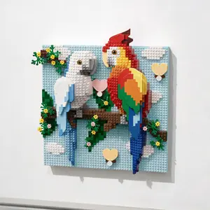 Animal Wall Art Micro Mini Building Blocks Set, 3D Puzzle Toy, Colorful Designs, Parrot, Eagle, Chameleon, Shark, Ideal Gift